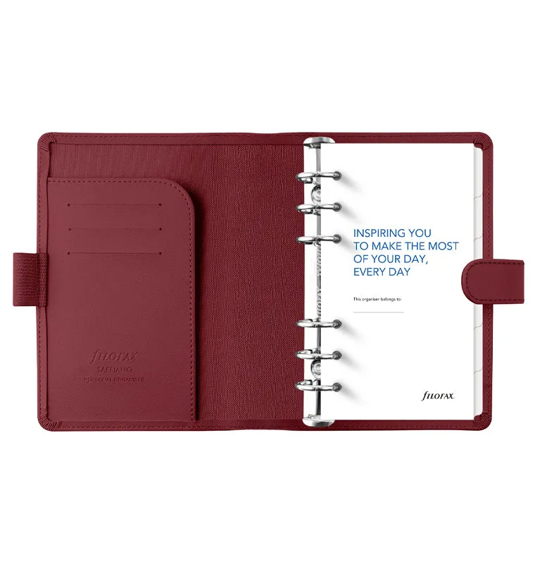 Filofax Saffiano Organiser Personal organiseur rouge cerise similicuir