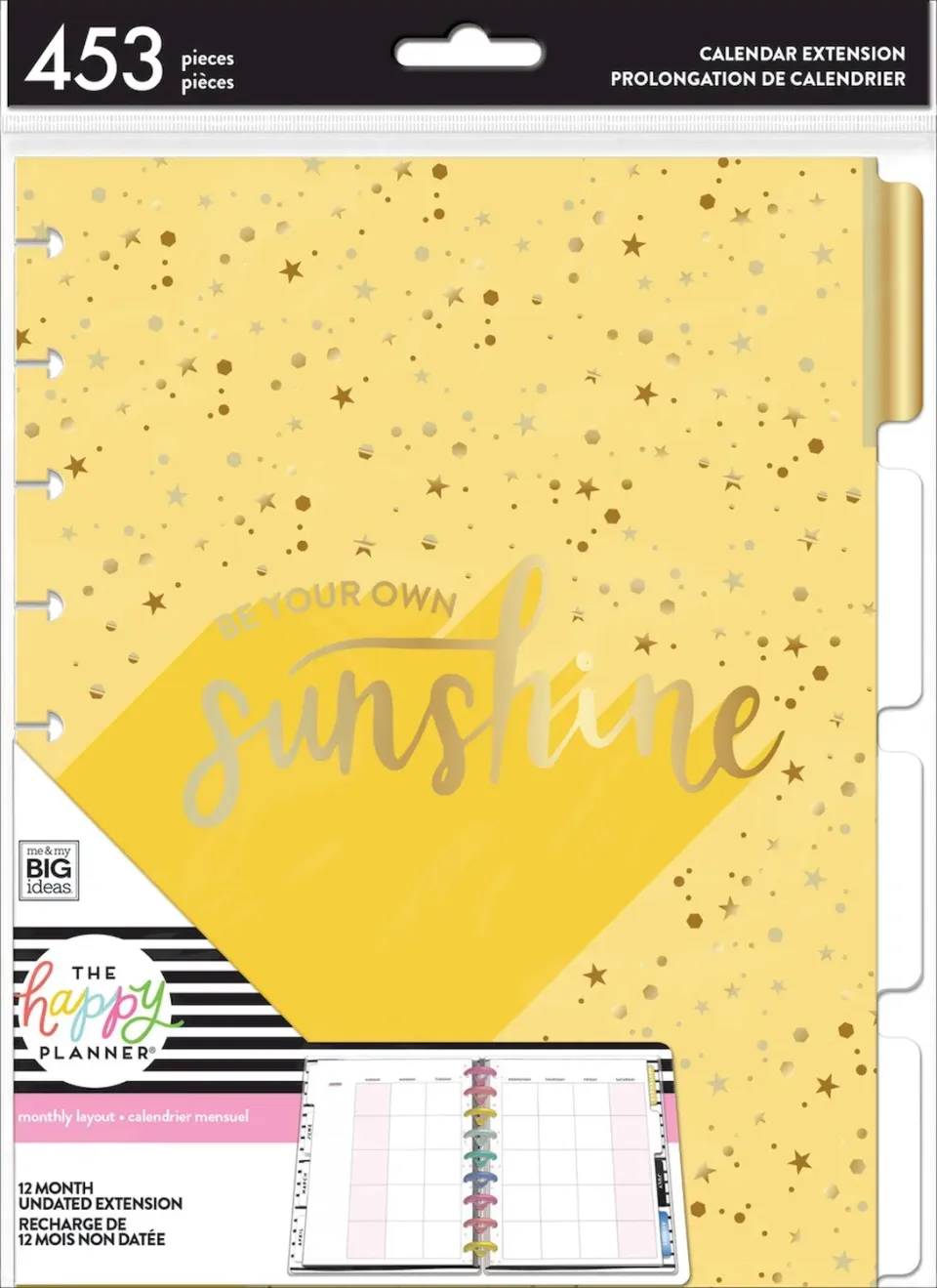 Happy Planner Monthly Sunshine extension 12 mois Classic