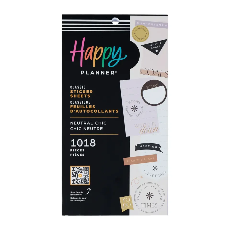 Happy Planner Neutral Chic stickers Classic 30 planches doré