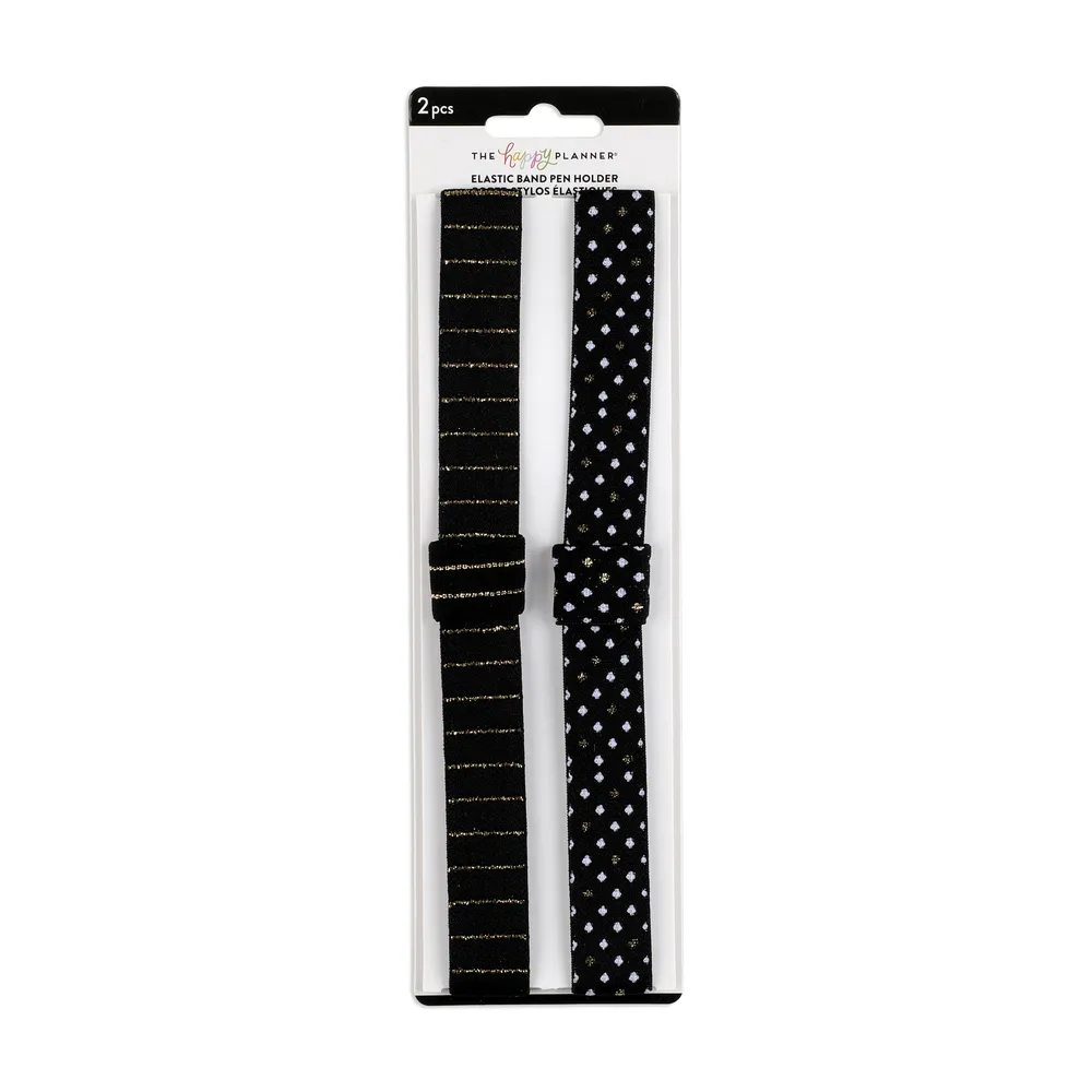 Happy Planner Black and Gold porte-stylo élastique lot 2