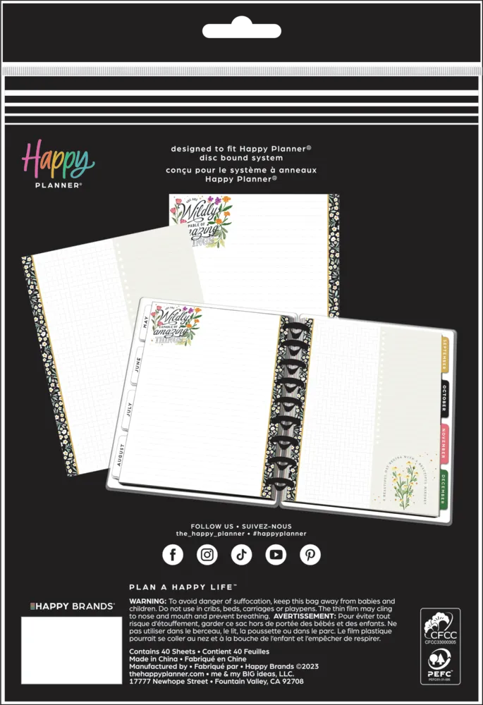Happy Planner Moody Blooms papier Classic 40 feuilles