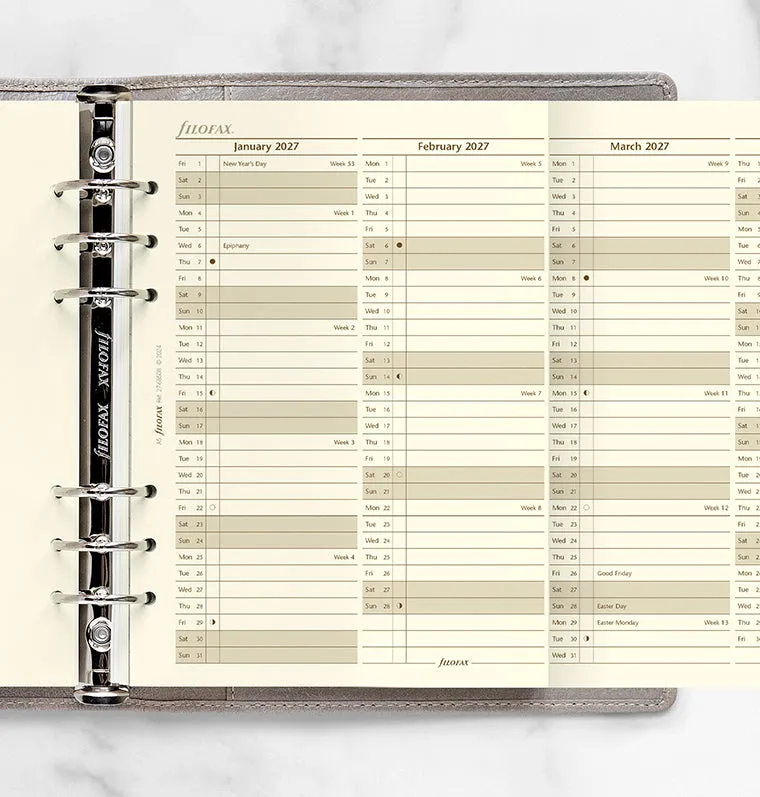 Filofax Classic recharge agenda 2027 A5 verticale crème