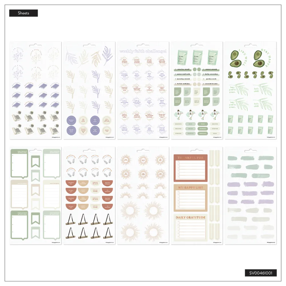 Happy Planner Faith Gratitude autocollants bien-être 243 stickers