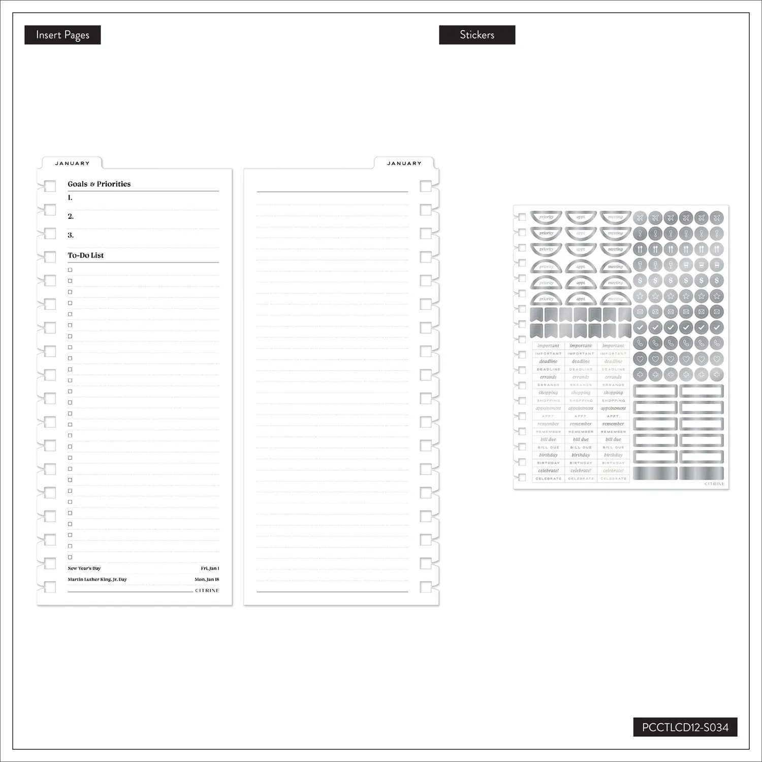 Happy Planner Citrine Sage & Scallop agenda spiral Classic 12 mois