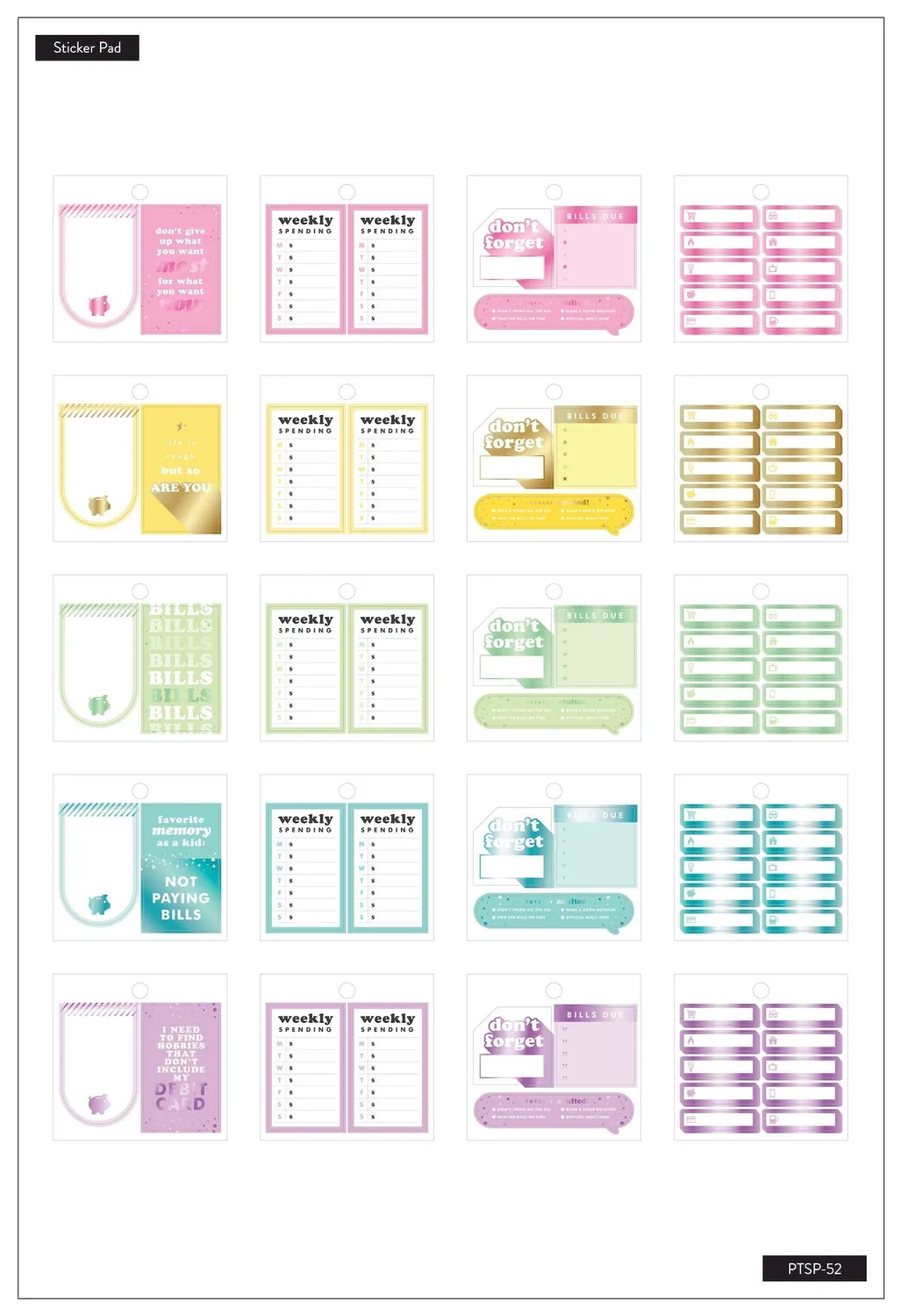 Happy Planner Budget mini stickers carnet 85 stickers
