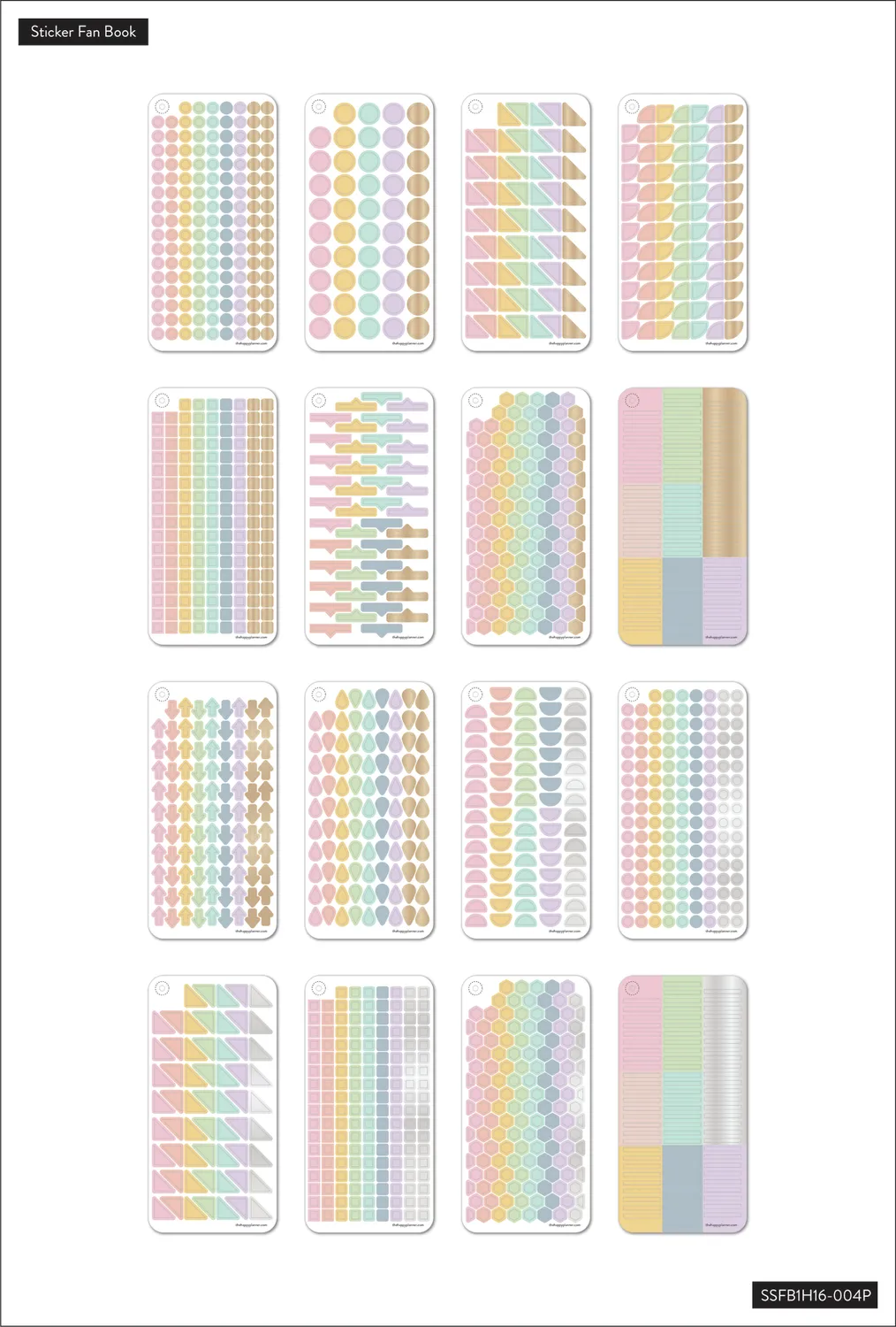 Happy Planner Work + Life Bright Pastels stickers éventail 16 feuilles