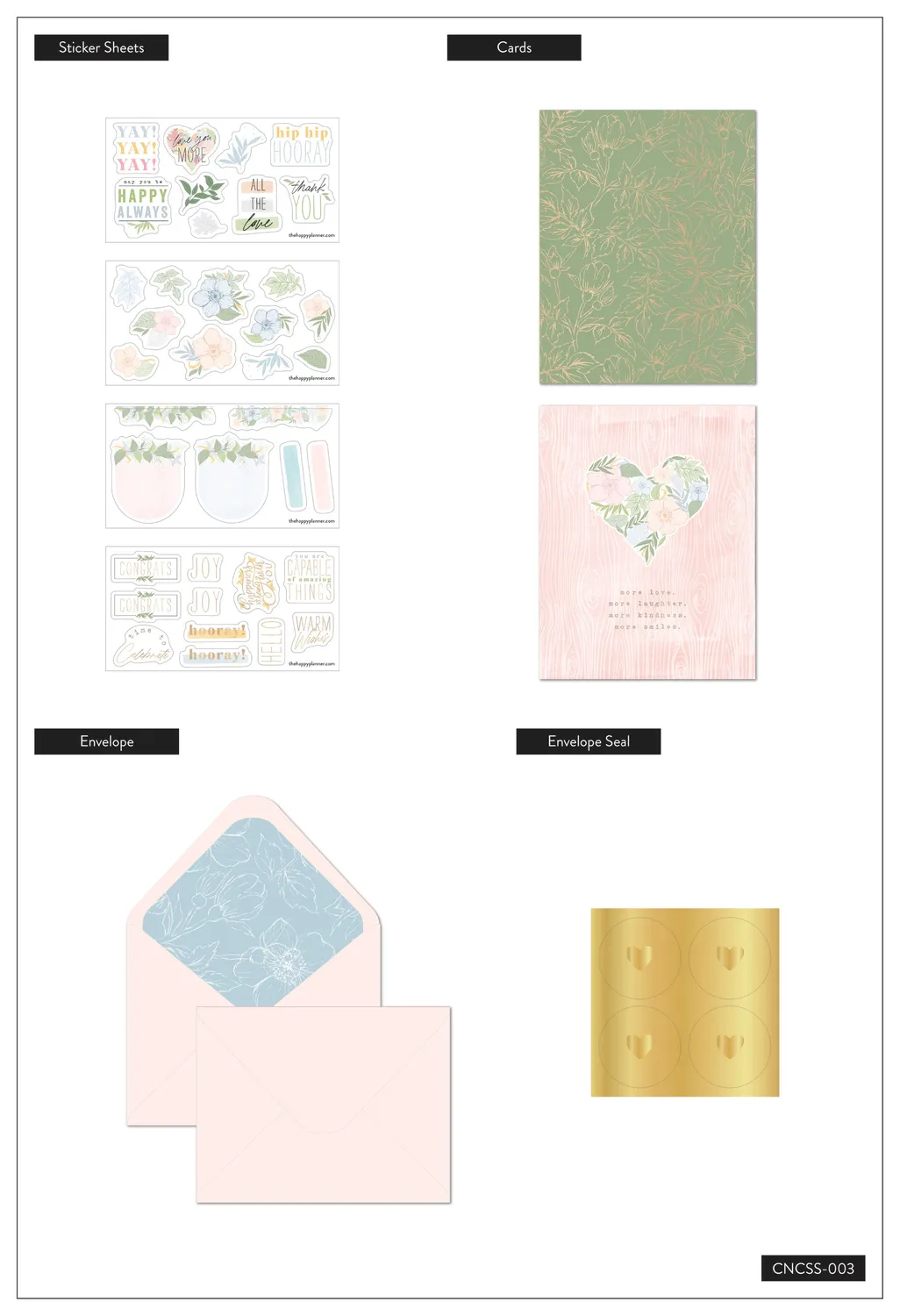 Happy Planner Homebody coffret cartes 20 enveloppes floral