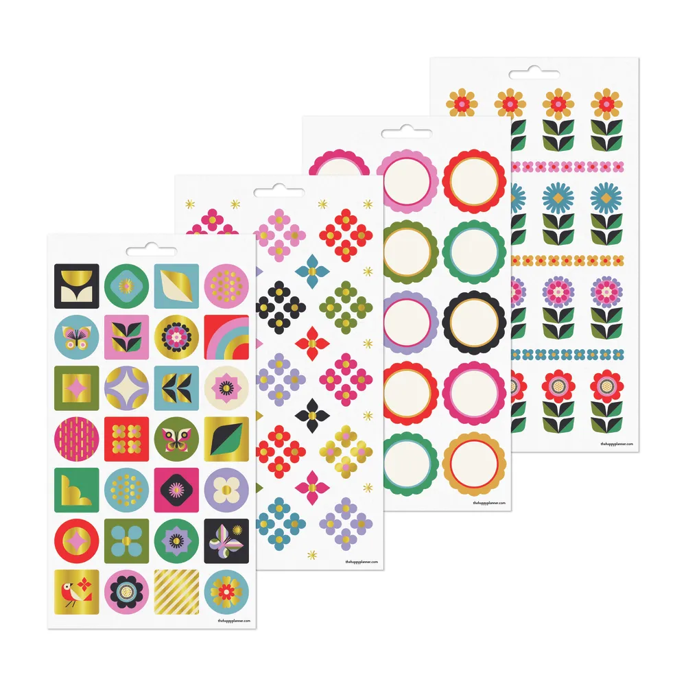 Happy Planner Mod Garden stickers vintage 10 planches 227 fleuri
