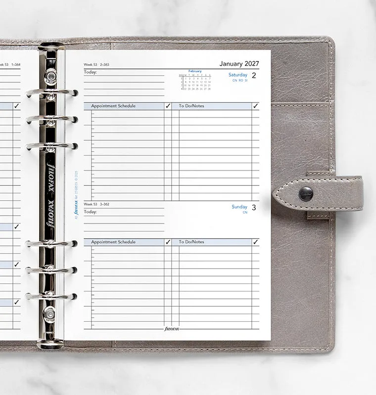 Filofax Classic recharge agenda 2027 1 jour par page A5 anglais