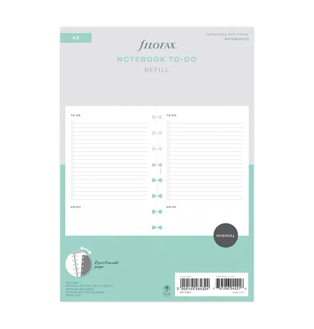 Filofax Classic recharge to-do A5 Minimal feuilles