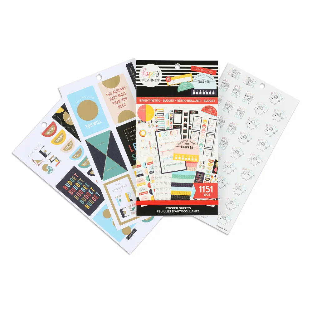 Happy Planner Bright Retro Budget stickers 1151 épargne