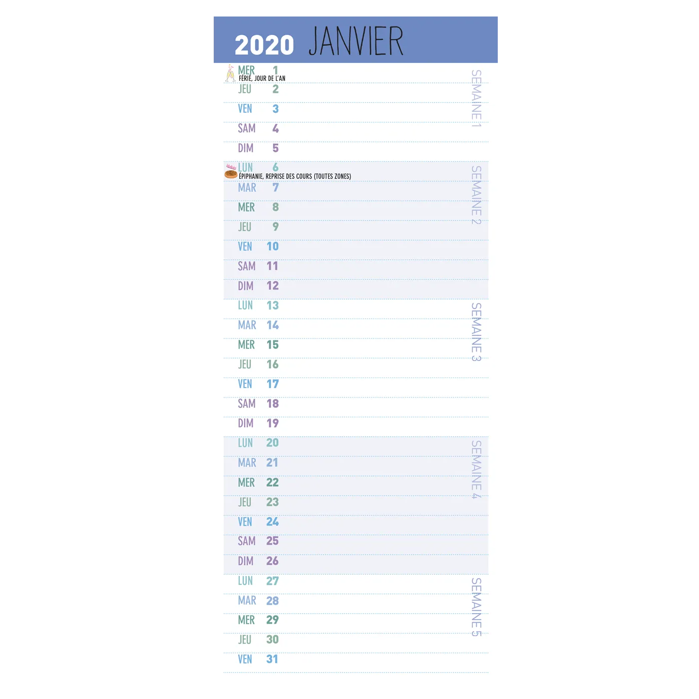 Frigobloc Mini mensuel calendrier familial aimanté sept 2019-août 2020