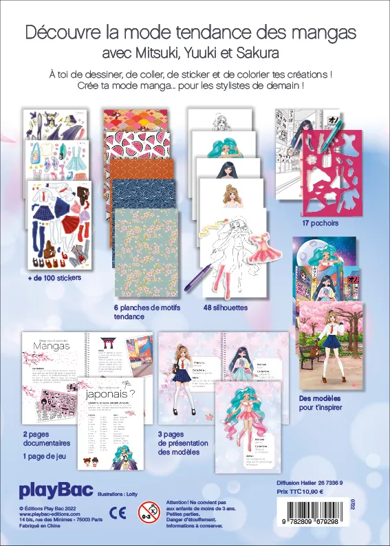 Frigobloc Je crée ma mode Manga cahier créatif 100 stickers