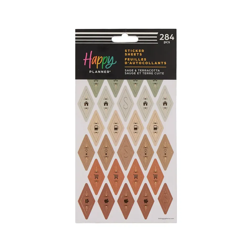 Happy Planner Sage & Terracotta stickers budget x10