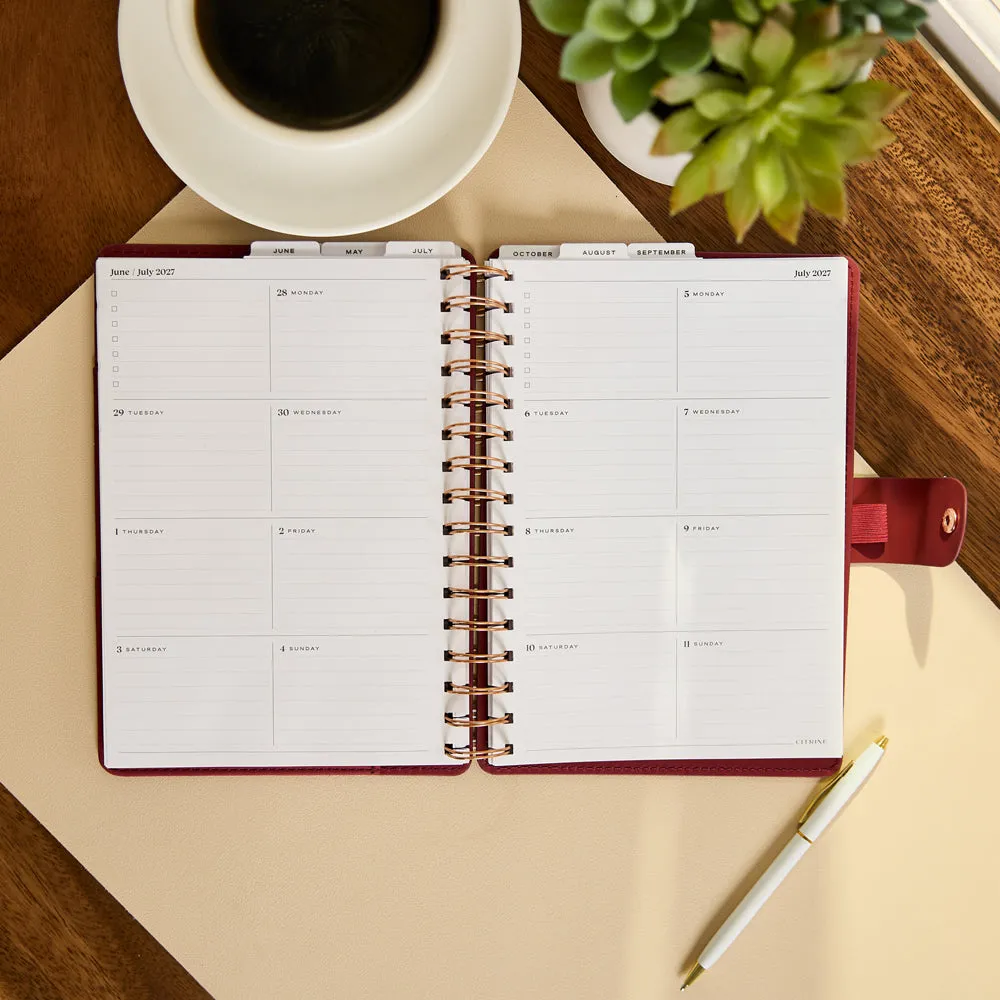 Happy Planner Citrine Burgundy Scallop agenda 2027 A5 pro 12 mois
