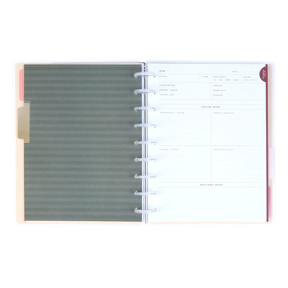 Happy Planner Wine Spirits carnet classic dégustation 80 feuilles