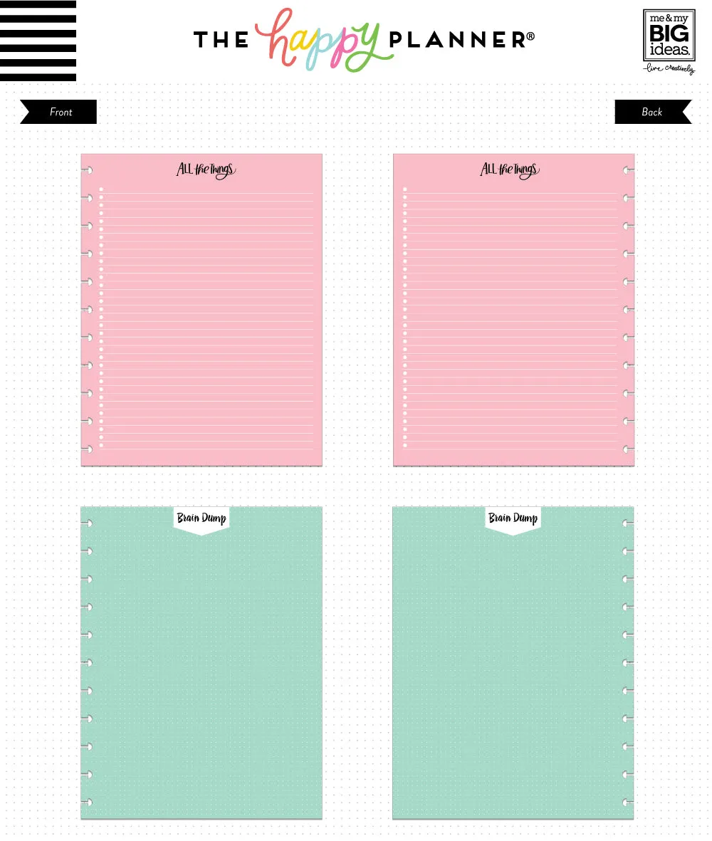 Happy Planner Big papier recharge couleur 40 feuilles