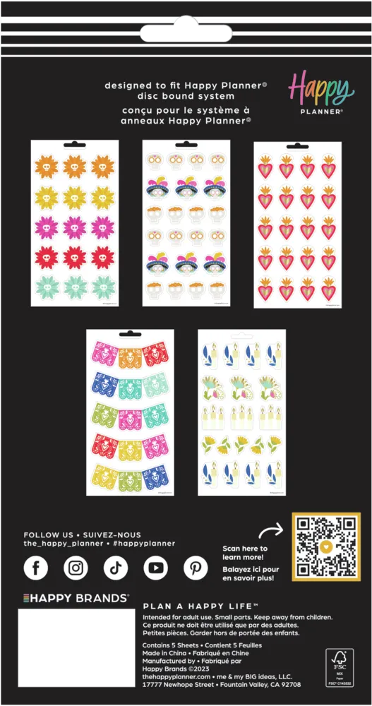 Happy Planner Día de los Muertos stickers 5 planches 81 fête