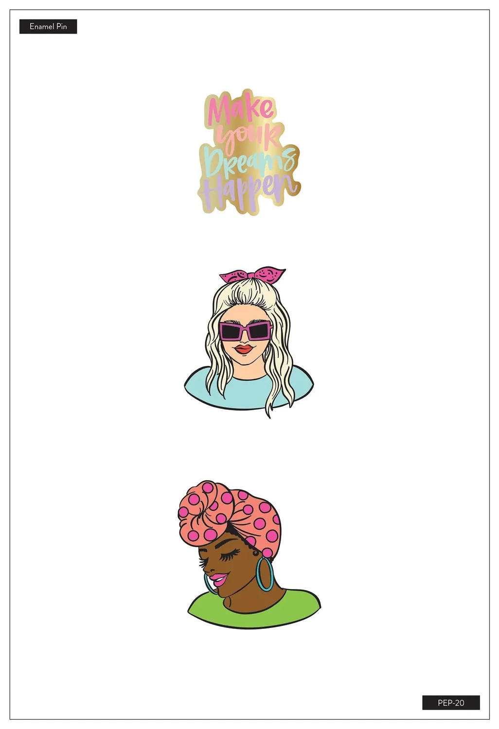 Happy Planner Rongrong Make Your Dreams pins émaillés x3