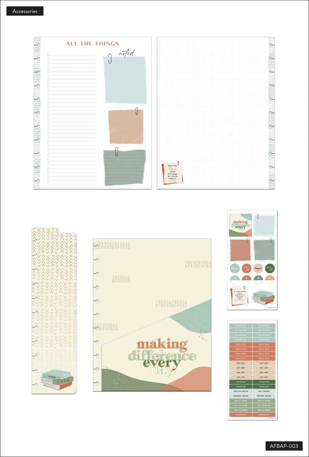Happy Planner Peachy Homeschool kit accessoires Big