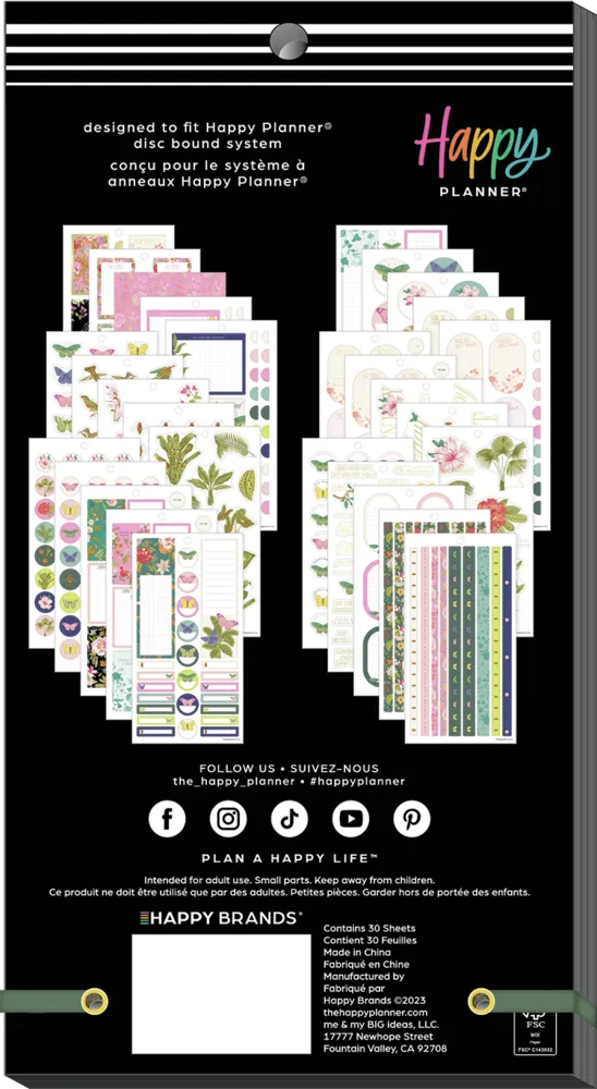 Happy Planner Feathers Flowers stickers dorés 525 pièces