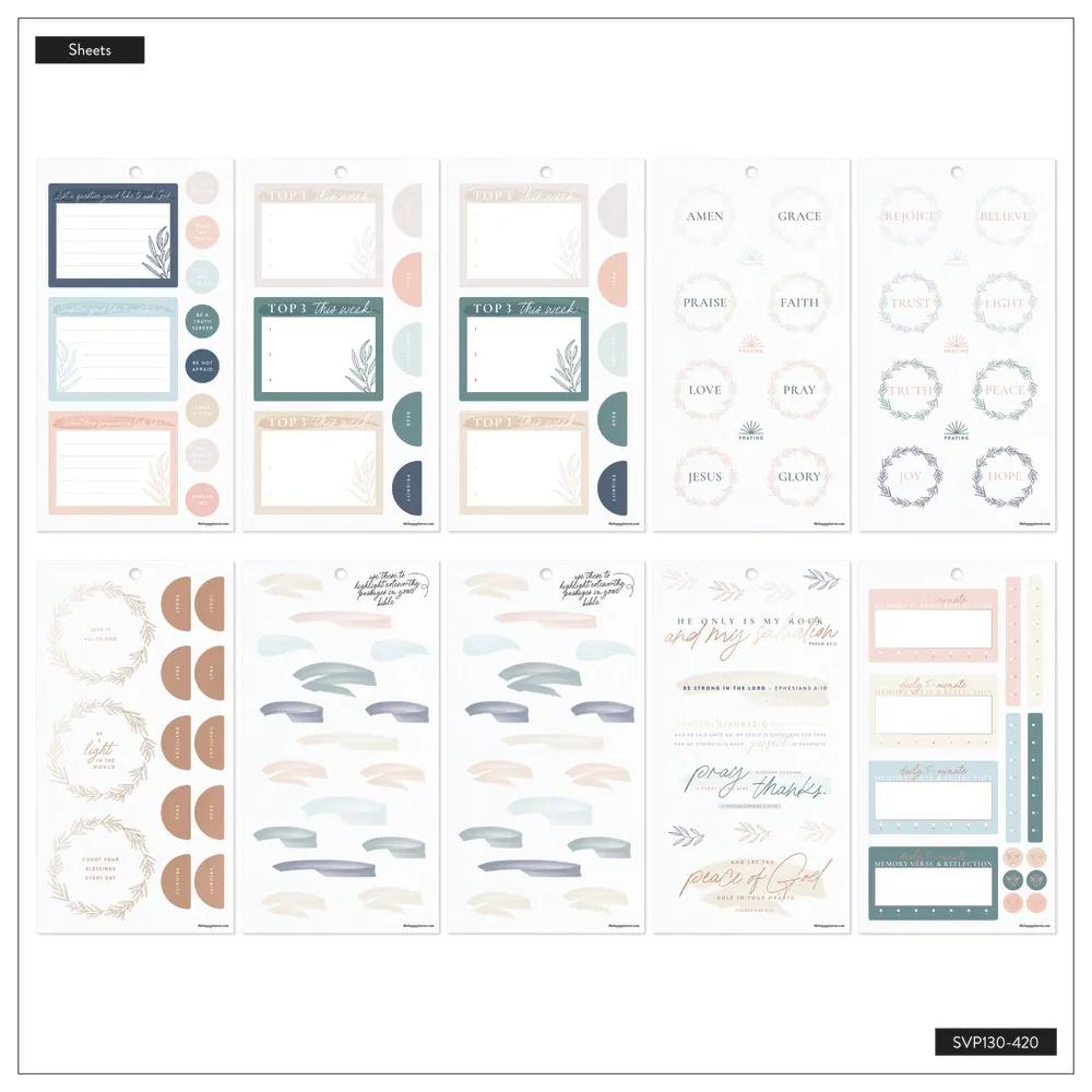 Happy Planner Coastal Faith stickers 30 planches 555 autocollants