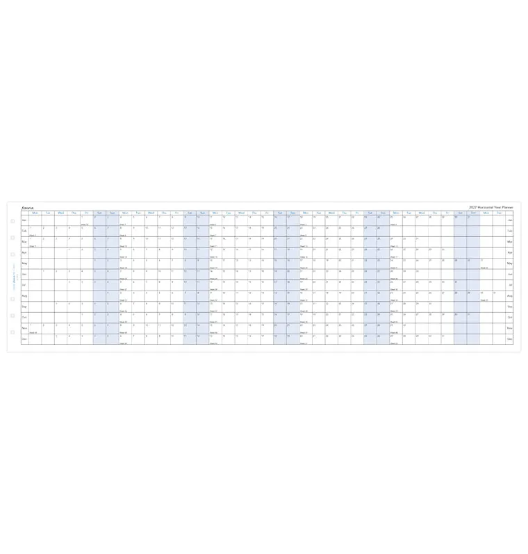 Filofax Personal recharge agenda 2027 horizontal annuel anglais