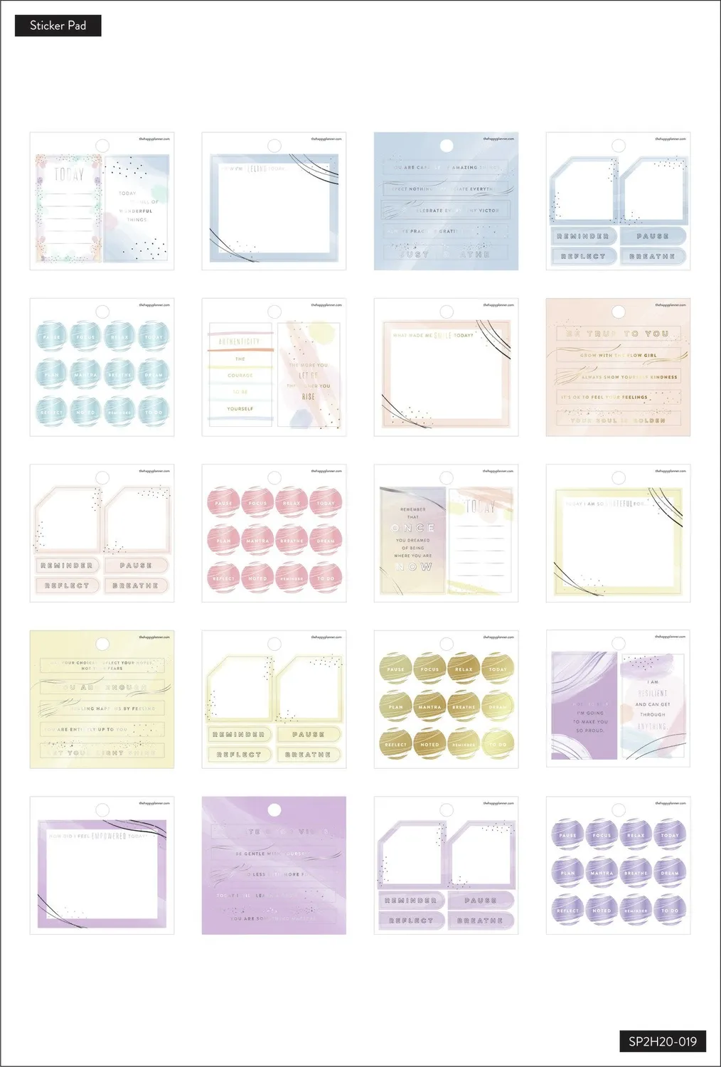 Happy Planner Wellness mini stickers décoratifs 104