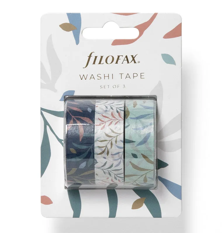 Filofax Botanical set 3 washi tapes bleu menthe corail