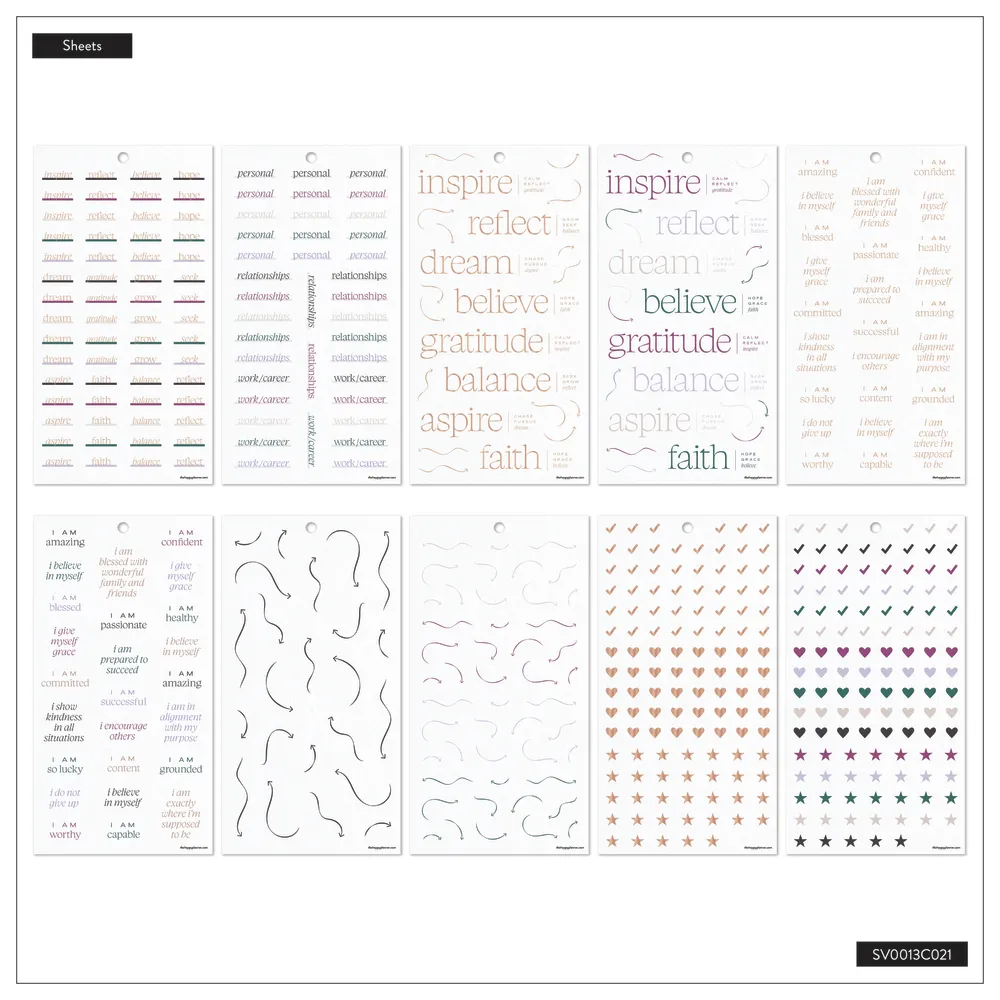 Happy Planner Reflect & Grow stickers classic 997 bien-être