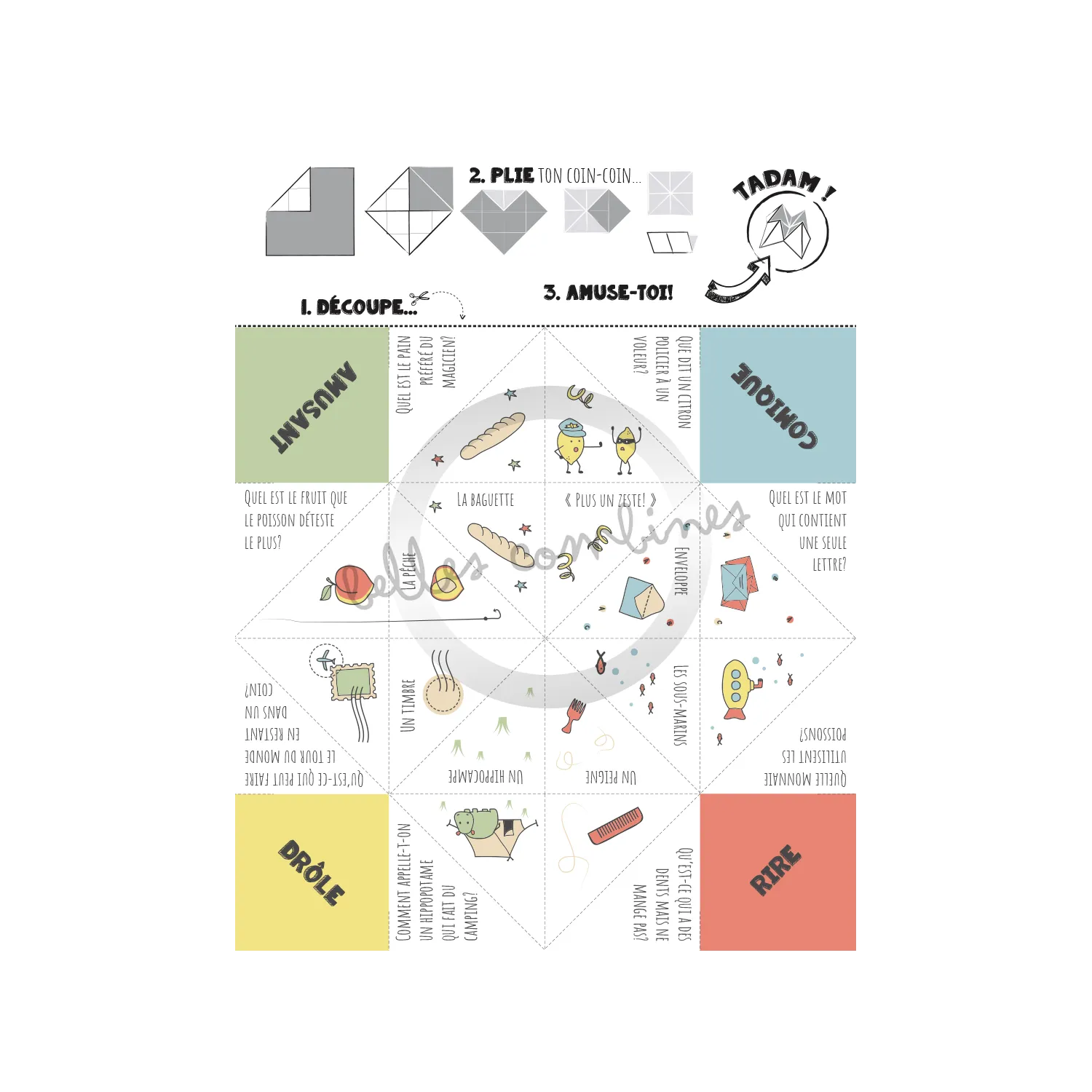 Les Belles Combines Coin-coin de blagues jeu papier français