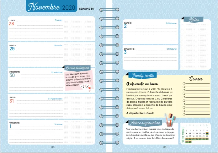 Frigobloc Agenda famille organisée 2021 agenda familial 16 mois