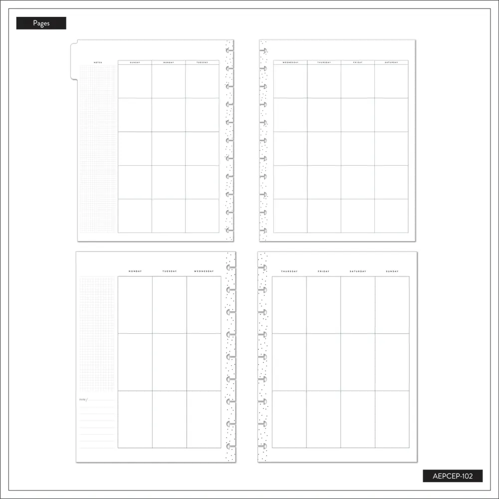 Happy Planner Classic Sketchy Florals recharge agenda 6 mois verticale