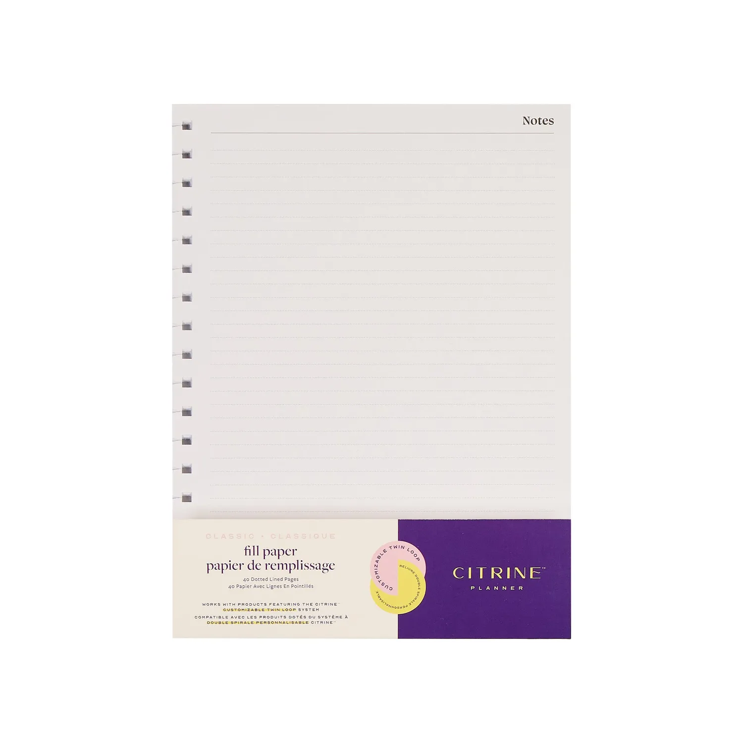 Citrine Classic papier recharge spiral pointillé 40 feuilles