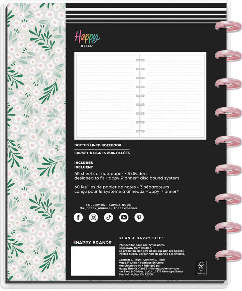 Happy Planner Moody Blooms Dotted Lined Classic Notebook carnet 60