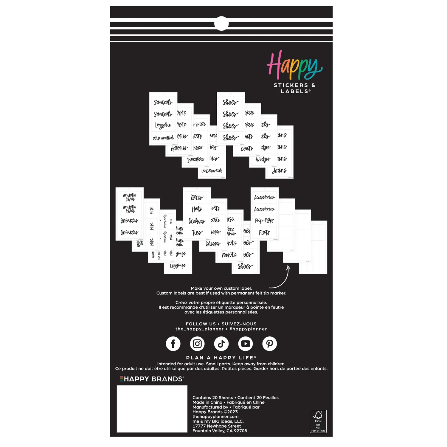 Happy Planner étiquettes Closet transparentes penderie rangement