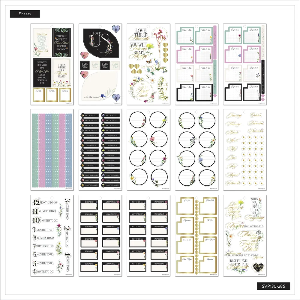 Happy Planner Blooming Elegance stickers mariage Big 1277 pcs