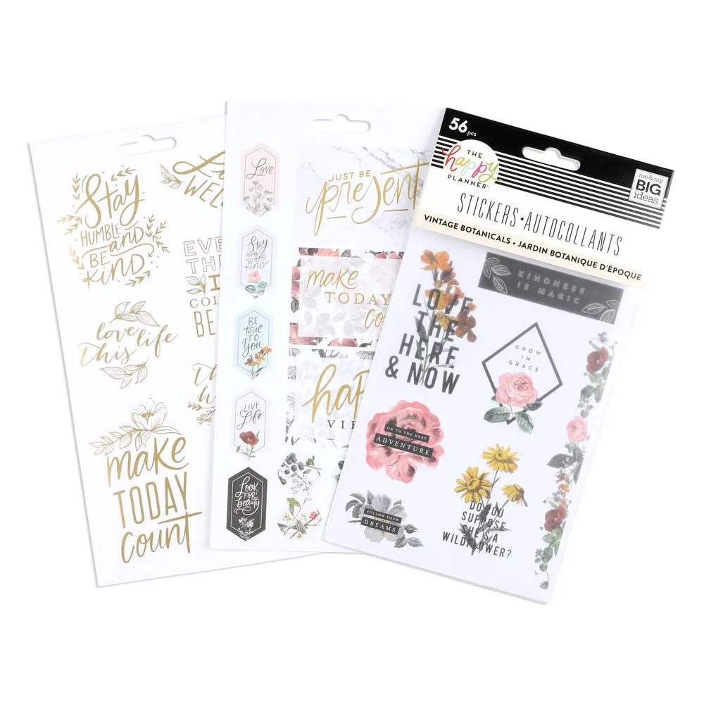 Happy Planner Vintage Botanical stickers fleurs 56 stickers