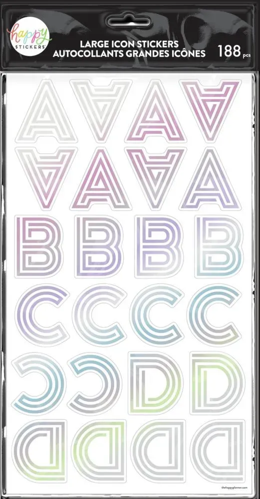 Happy Planner Art Deco Rainbow stickers alphabet 188 pièces