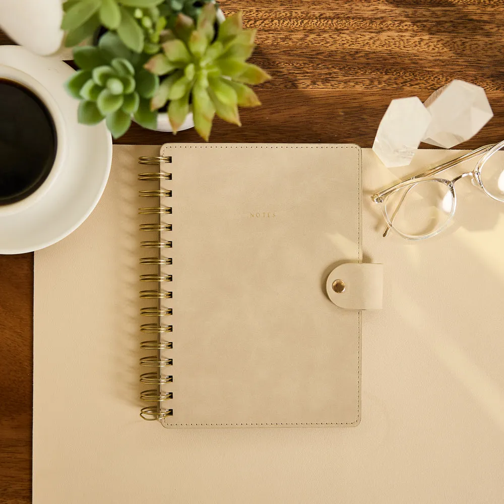 Citrine Mocha carnet spirale A5 pointillé ligné cuir