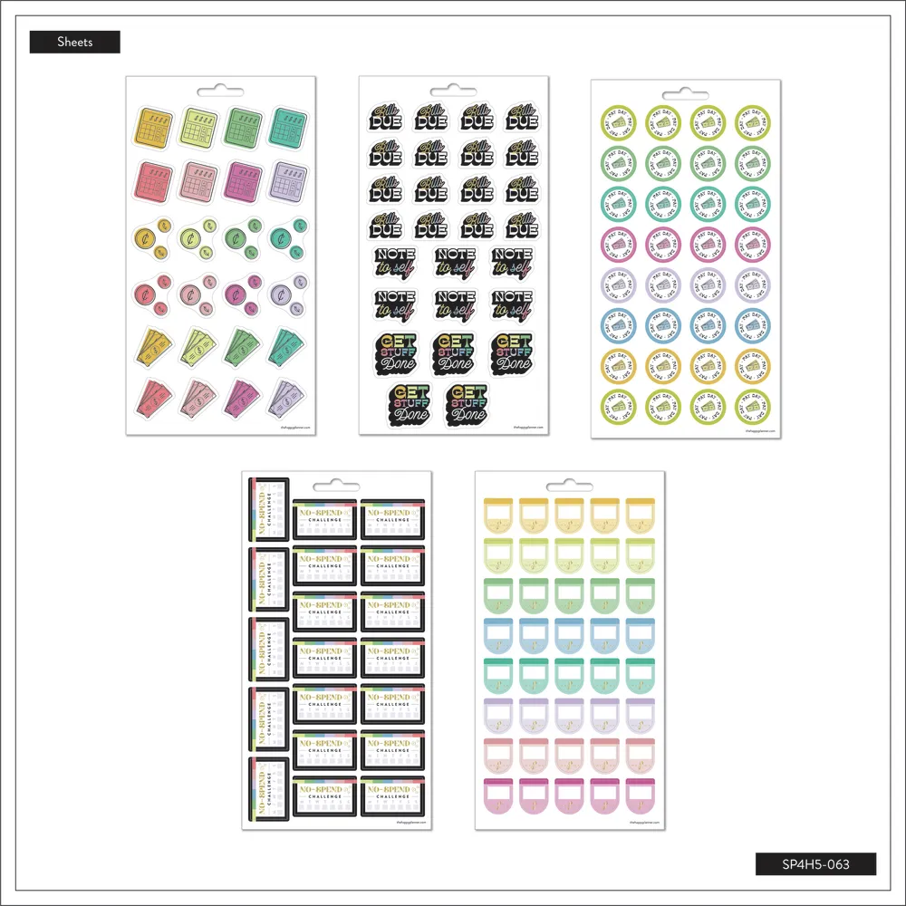 Happy Planner Bright Budget stickers budget 5 feuilles 142