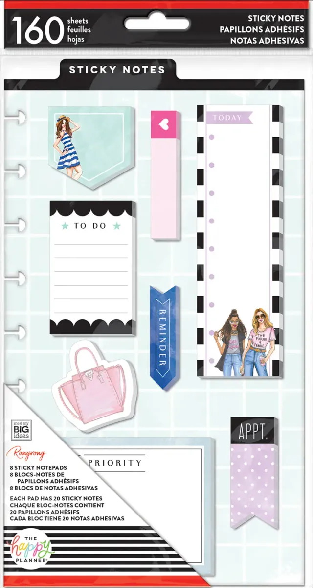 Happy Planner Rongrong notes adhésives 8 blocs repositionnables