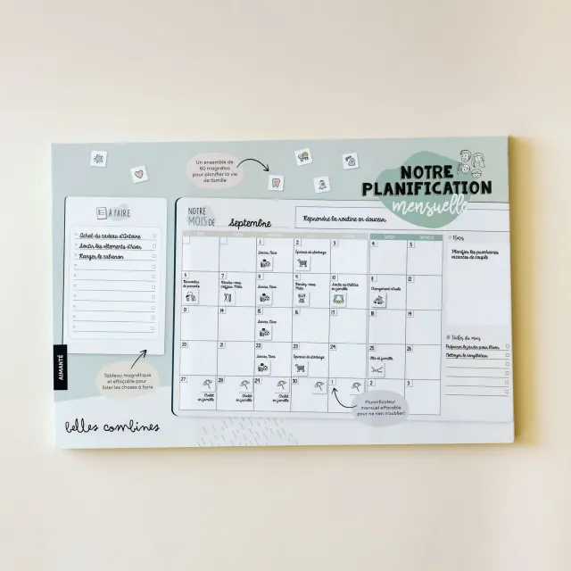Les Belles Combines coffret planification mensuelle magnétique