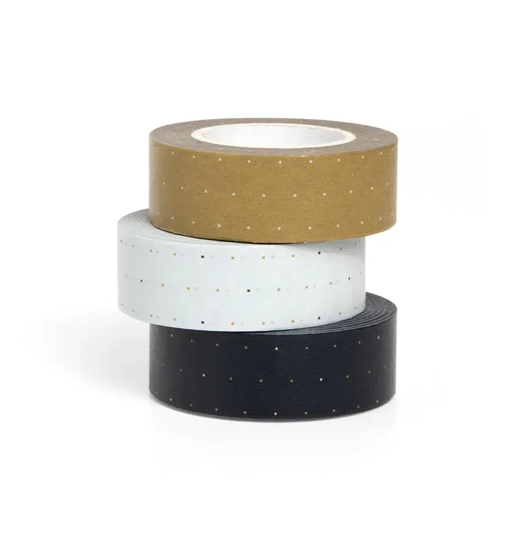 Filofax Moonlight washi tape set 3 rouleaux or