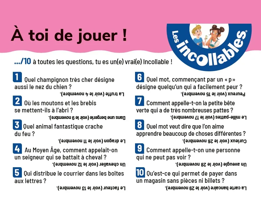 Frigobloc Incollables Un mot par jour calendrier CP chevalet