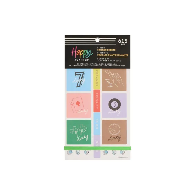 Happy Planner Lucky Day stickers 30 planches porte-bonheur