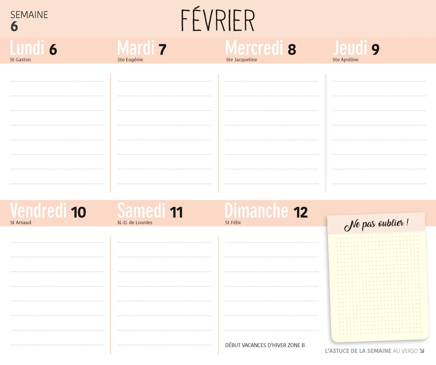 Frigobloc Maison Zen calendrier hebdomadaire aimanté