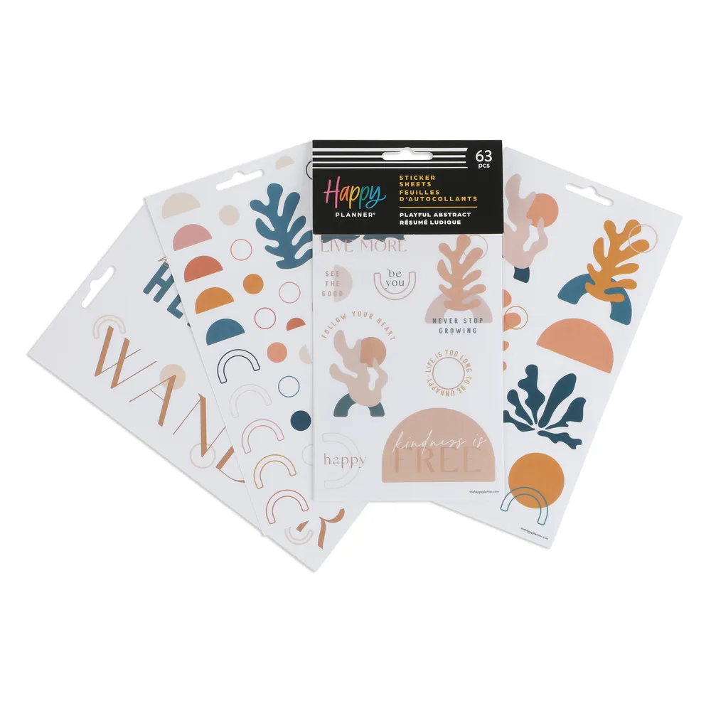 Happy Planner Playful Abstract stickers décoratifs 5 planches abstrait