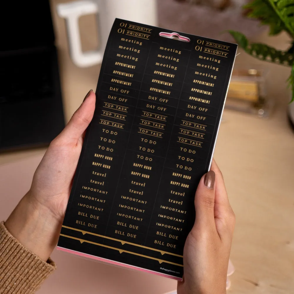 Happy Planner Work + Life stickers travail 8 planches doré