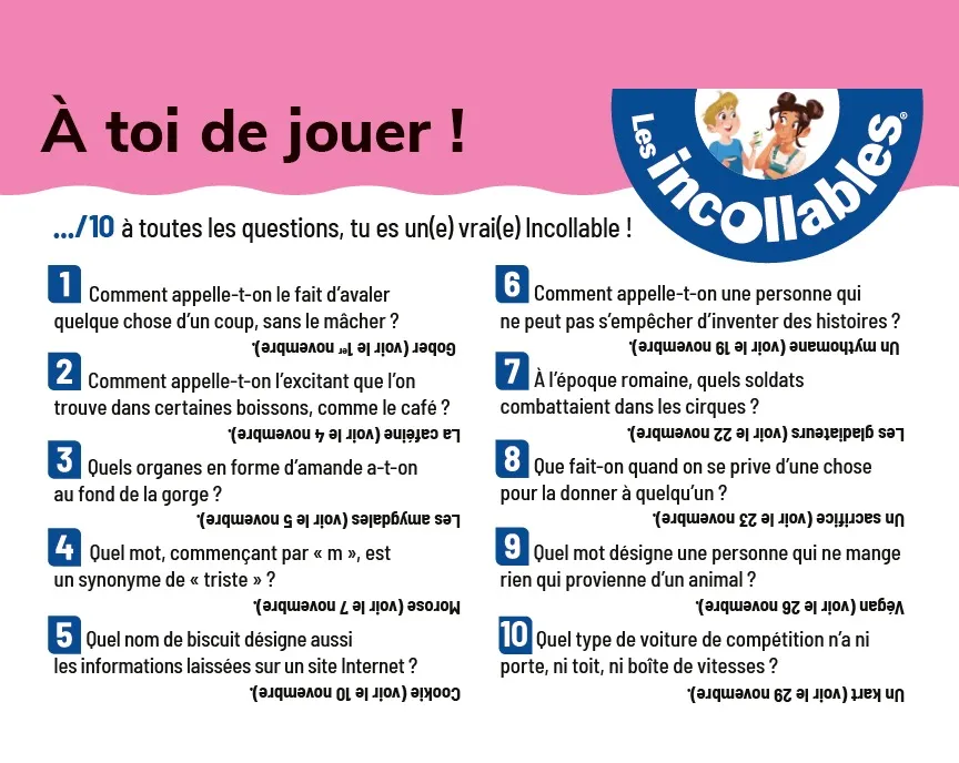 Frigobloc Incollables Un mot par jour CM2 bloc 10-11 ans édition 2021
